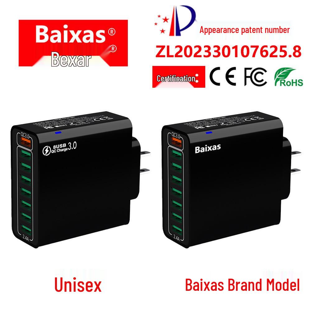 QC3.0 8-Port 30W High-Power Fast USB Charger with Colorful Options - Compatible with US, EU, & Korean Specs