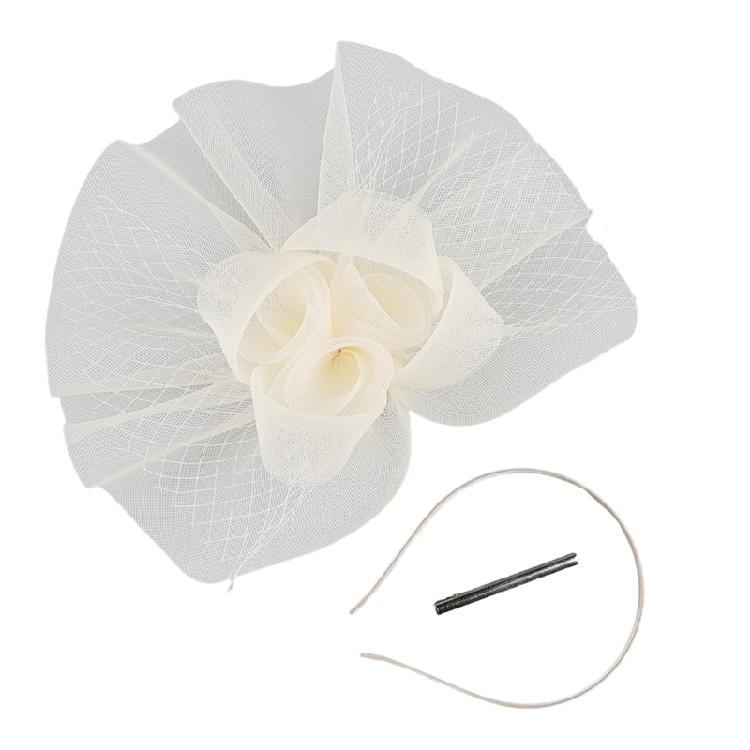 Fascinators Hat Flower Mesh Decors Headbands and Clip Teas Party Headwear Breathable Polyester Fabric Wedding Accessory
