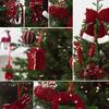 Flannel Surface Red Bow Christmas Tree Decoration 3D Plastic Ornament Fake Snow Winter Decorations for New Year