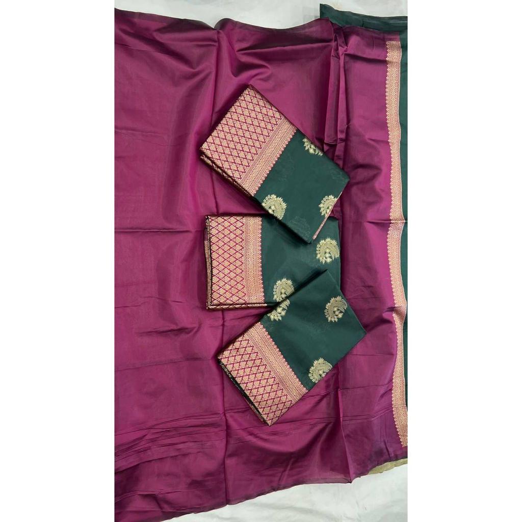 Nieuwe Lancering – Koninklijke Zachte Litchi Zijden Sari met Rijke Jacquardbinding & Elegant Pallu Ontwerp