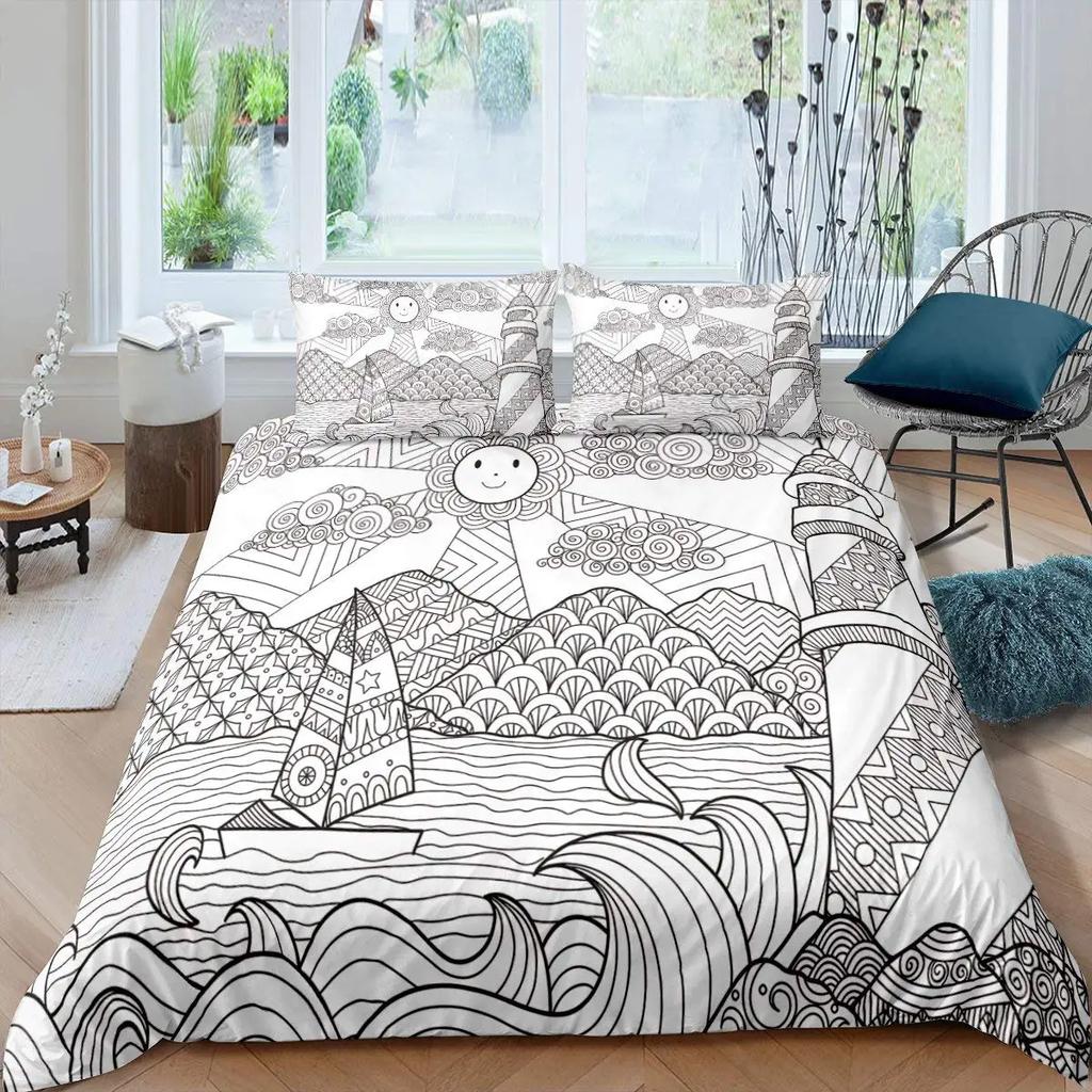 Japanischer Stil Bettbezug Ukiyo-E Thema Welle Bettwäsche Set Berg Fuji Tagesdecke Exotic Schlafzimmer Dekoration Damen Herren Geschenke