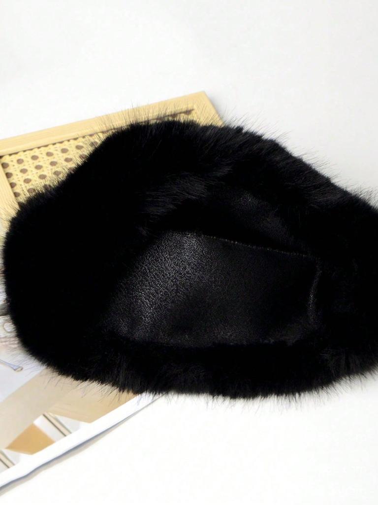 1pc Women's Winter Plush Bucket Hat, Women's Fashionable Thick Hat, Winter Warm Hat, Can Be Paired With Wool Coat, Winter Clothing Winter Outfits