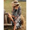 Bohemian Knit Lace Maxi Kimono Cover-Up, Elegant Beach Swimwear Cover Up, Poolside Vacation Outerwear