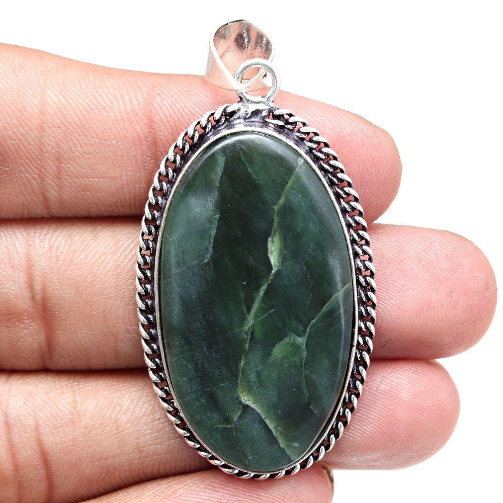 Pendant Vassolite Gemstone Gift For Her Silver Jewelry 2.25"