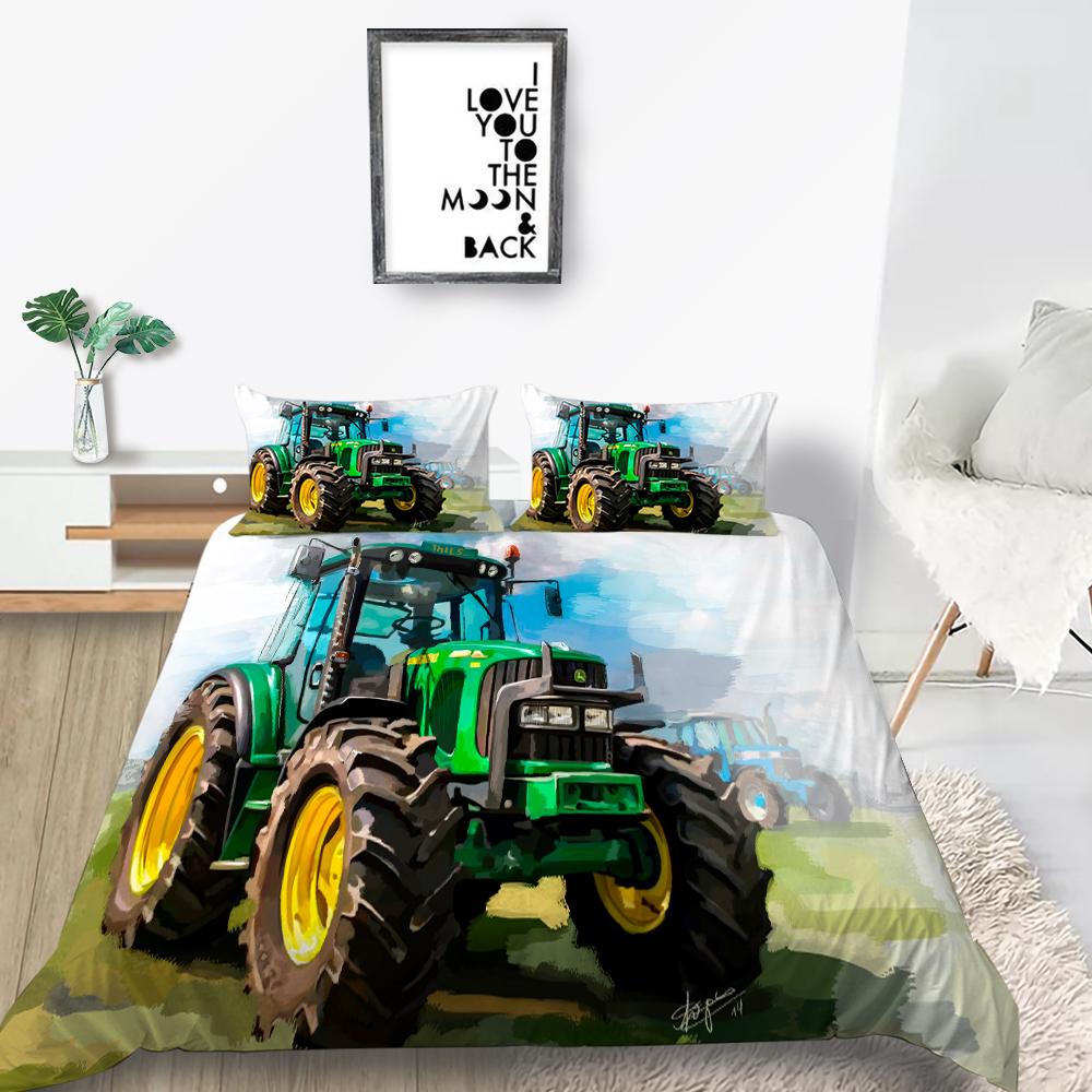 Agricultural Vehicle Bedding Set Off-road Vehicle Down Duvet Cover Pillowcase 2/3pc Single Double Bed Cover Gift Boys Men Farmer Blanket Cover