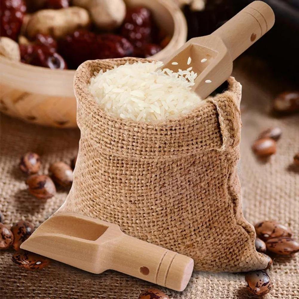 4 stücke Kaffee Tee Mini Zucker Löffel Holz Runde Griff Scoop Teelöffel Kleine Salz Schaufel Milch Pulver Scoops Holz würze Löffel