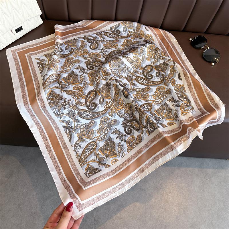 Ny Mote 70X70cm Trykt Dameskjerf Pashmina Silkeskjerf Firkantet Sjal Dekorativt Pannebånd Hals Luksusdesign Bandana