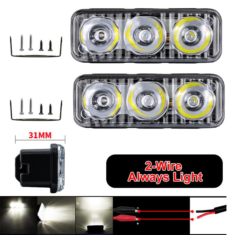 1/2Pcs Car LED DRL LED Daytime Running Light 12V Flash White 6000k Car High Power Day Lights DC Lens With Fog Lamps Waterproof