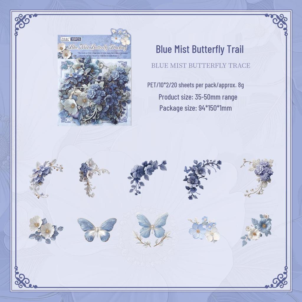 Retro Wisteria Shadow Edge Creative Stickers - Romantic Floral DIY Journal Décor