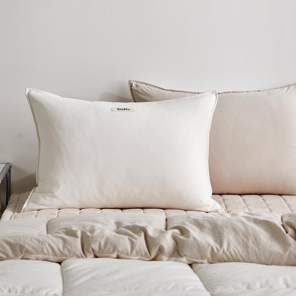 Soft-Washed Reversible Pillowcase 40 x 60 cm Ivory
