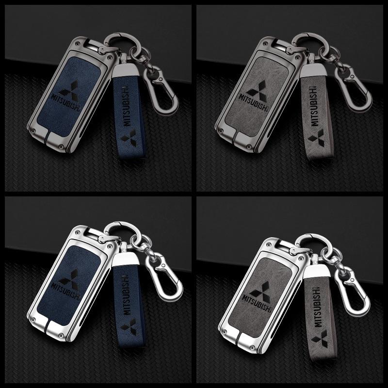 Leder Auto Schlüsselanhänger Hülle Keyless Schale für Mitsubishi Outlander Lancer Eclipse Mirage Xpander ASX Pajero Eclipse Cross Montero