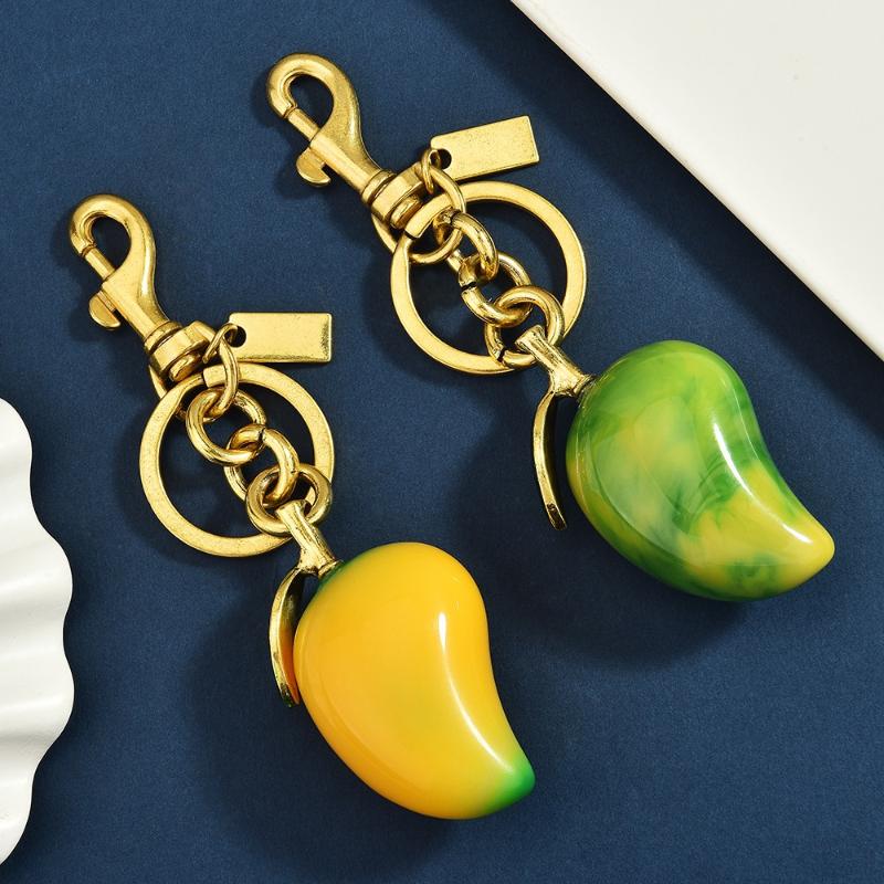 Simulation Mango Keychain Bag Hanging Pendant Charm Cute Crystal Resin Fruit Keyring Car Keychain Jewelry Gift Decoration