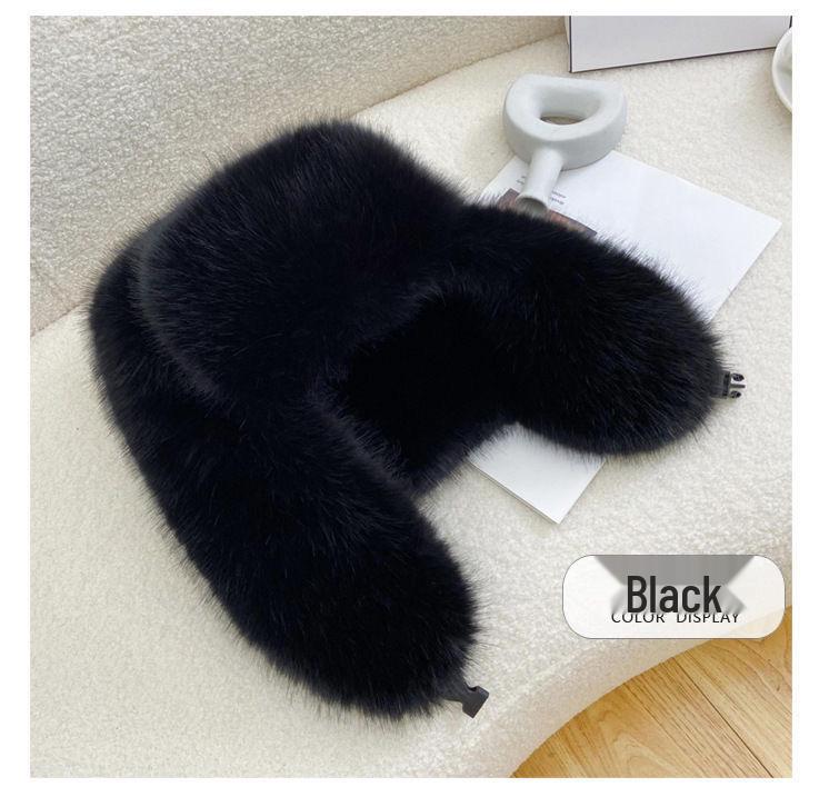 Women's Winter 2024 Plush Hat - Solid Color, Ear Protection, Windproof, Faux Fur Lei Feng Style