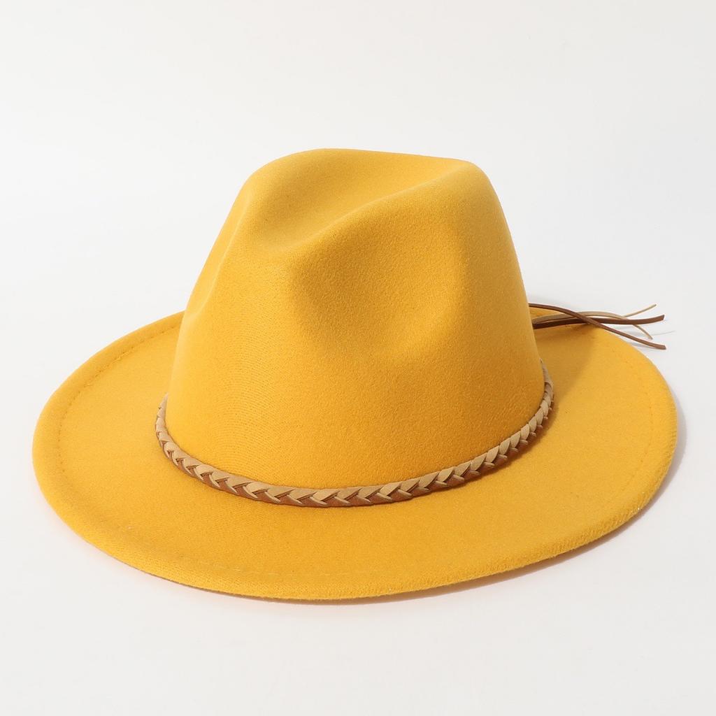 Western cowboy hat, vintage wide-brimmed jazz woolen hat, men's ribbon felt hat, Mongolian street dance Tibetan knight hat