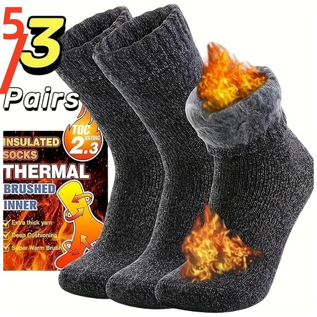 1/3/5 Pairs of Black Thermal Socks with Insulated Brushed Inner and TOG Rating 2.3 for Extreme Cold Weather