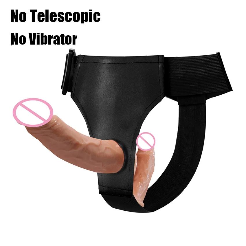 Strap On Double Head Telescopic Dildo Realistic Wearable Massager Artificial Panties For Lesbian Adult Products Sex Toy