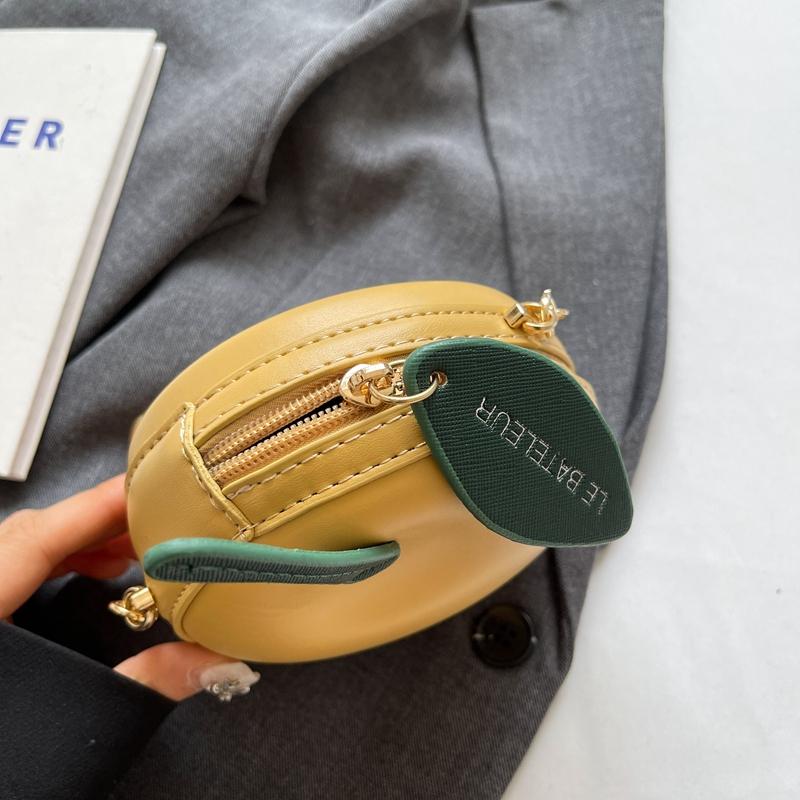 Trendy Apple Shaped Chain Women's Crossbody Bag PU Zipper Fashionable Sewing Thread Mini Wallet Bolsas De Mujer