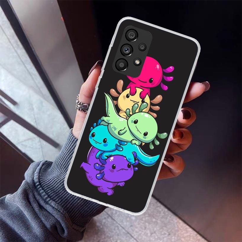 Niedliche Axolotl-Kawaii-Handyhülle für Samsung Galaxy A12 A52S A42 A32 A22 A51 A50 Note 20 Ultra 10 S10 Plus A71 A70 A31 A30 A10S Ga