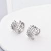 Fashion Layered C Shape Ear Clip Earrings Woman Cartilage Fake Piercings Ear Cuff Zircon Geometric Jewelry Gold Silver Color