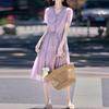 NaVaVa Women LoVely Waist Tie Thin Shirring V Neck Short sleeVe Dress No969