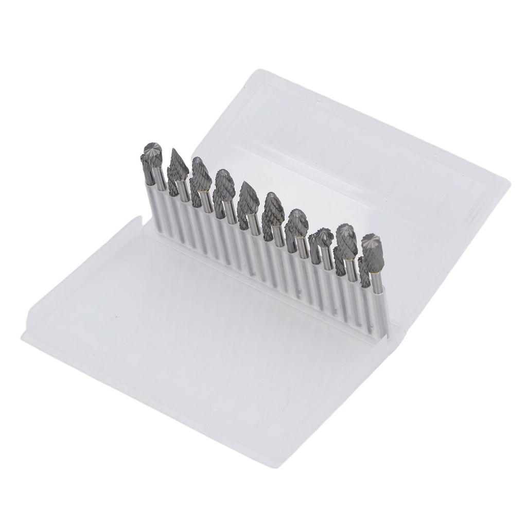 20 Pcs Double Cut Rotary Burr Set 1/8in Shank Tungsten Carbide with 2 Collets for Woodworking Drilling Carving Engraving Polishing Cutting