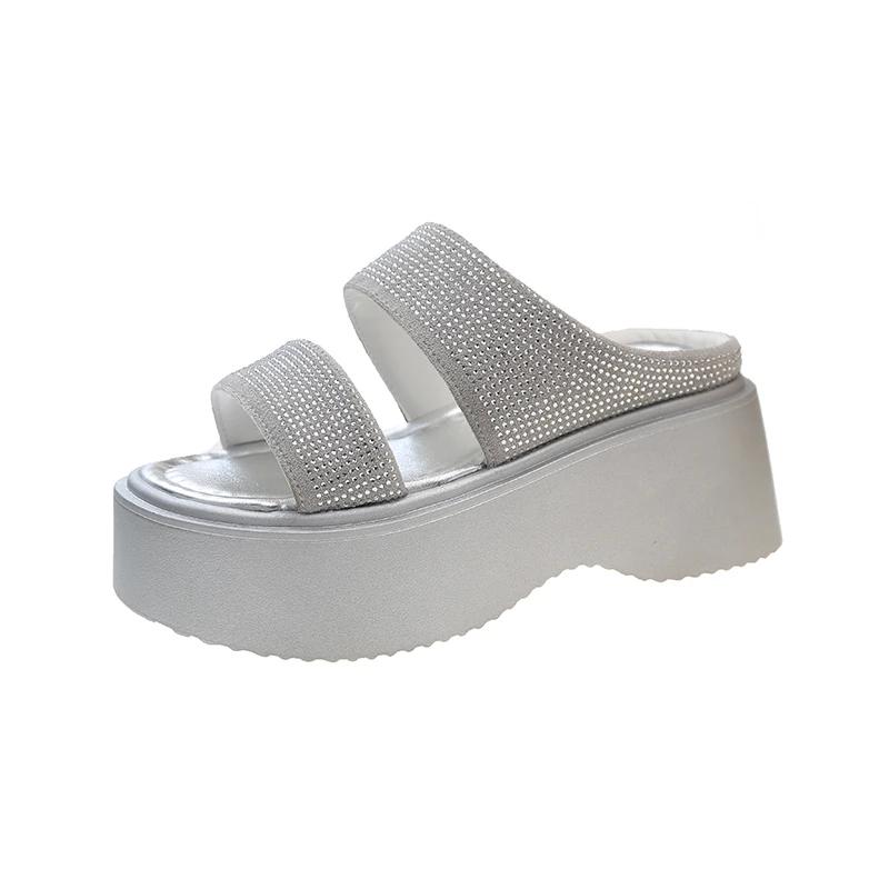 Women's Slippers 2024 Summer High Heel Flat Open Toe Women's Shoes Paired with Dresses Outdoor Women's Sandals Slipper