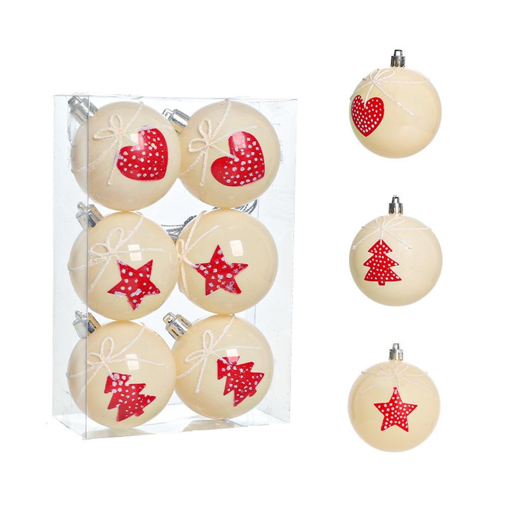 

6pcs Star Hearts Electroplated Hanging Balls Shatterproof Xmas Tree Pendants Holiday Wedding Party 6cm белый