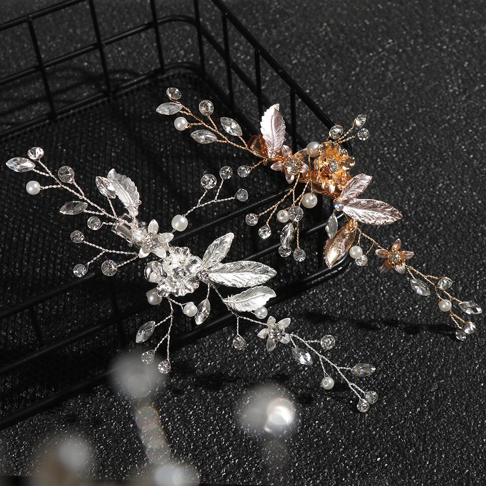 Wedding Hair Accessories Bride Headwear for Bridal Crystal Hair Clip Alloy Flower Hair Pins
