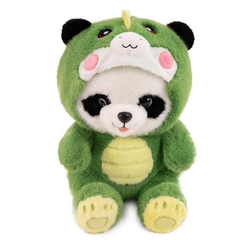 Cartoon Soft Panda Transformation Dinosaur Doll Plush Toy Black And White Panda Children'S Rag Doll Girl Birthday Gift