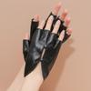 PU Leather Half Finger Gloves Anti-Slip Dance Performance Gloves Women Leather Gloves  Performance