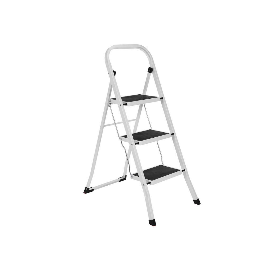 SONGMICS 3 Step Ladder, Heavy Duty Steel, Folding, Portable with Anti-Slip Mat Max. Load Capacity up to 150 kg Tested and Certified by TÜV Rheinland