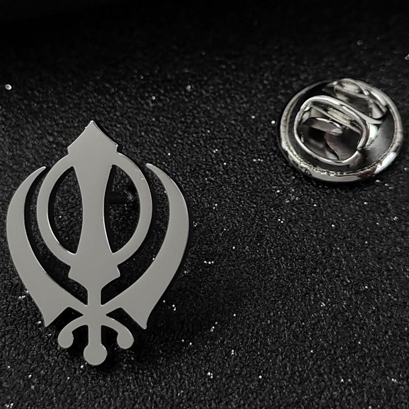 Sikh Khanda Symbol Cufflinks Brooch Exotic Style Double-edged Sword Shape Righteous Messenger 14k