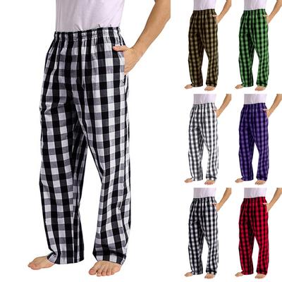 Men's Fashion Casual Plaid Printed Pajama Pants Casual Pants