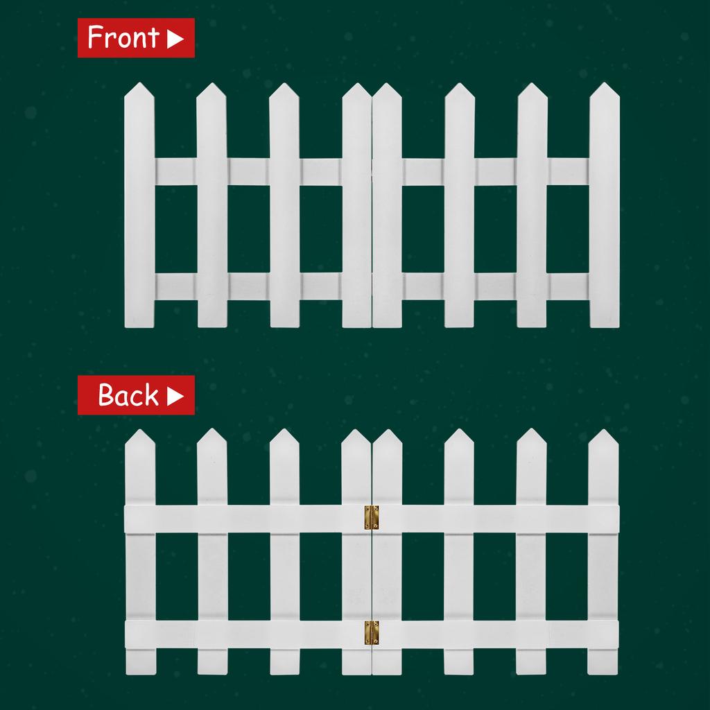 1Set Wooden Picket Fence Eco-Friendly Decorative Garden Courtyard Christmas Tree Miniature Holiday Decoration White 1.2m