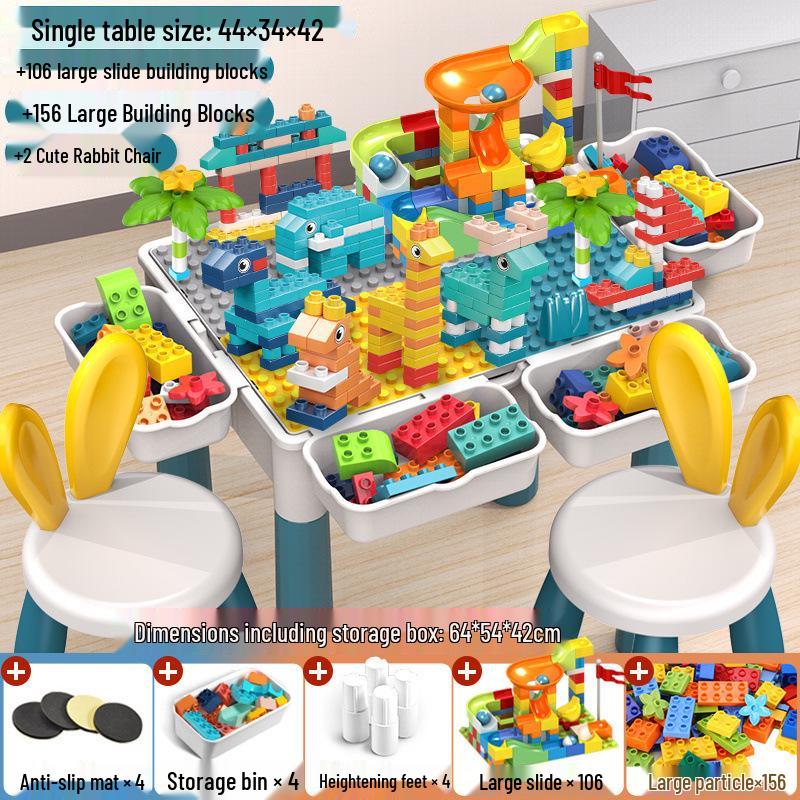 Large Particle Multifunctional Building Blocks Table for Early Education Games
