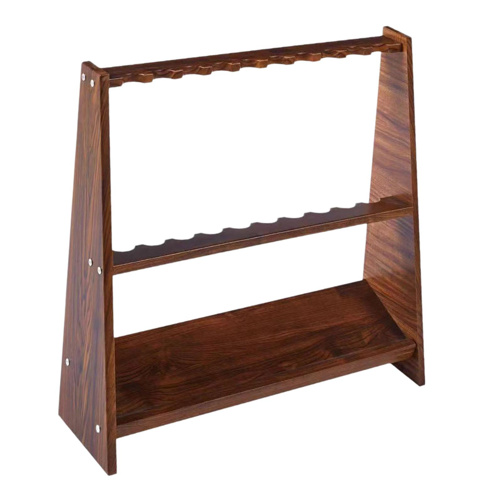 Pool Cue Rack for Hall Public Rod Display Vertical Gift for Player Pool Cue Stick Holder Organizer Rack Floor Stand Double Tiers коричневый