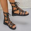 Fashion Women Sandals Hollow Round Head Cross Strap Casual Flat Shoes for Women Summer Sandals
