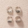4pcs Bold Design Geometric Open End Rings Irregular Design Punk Couple Rings  Hiphop Style