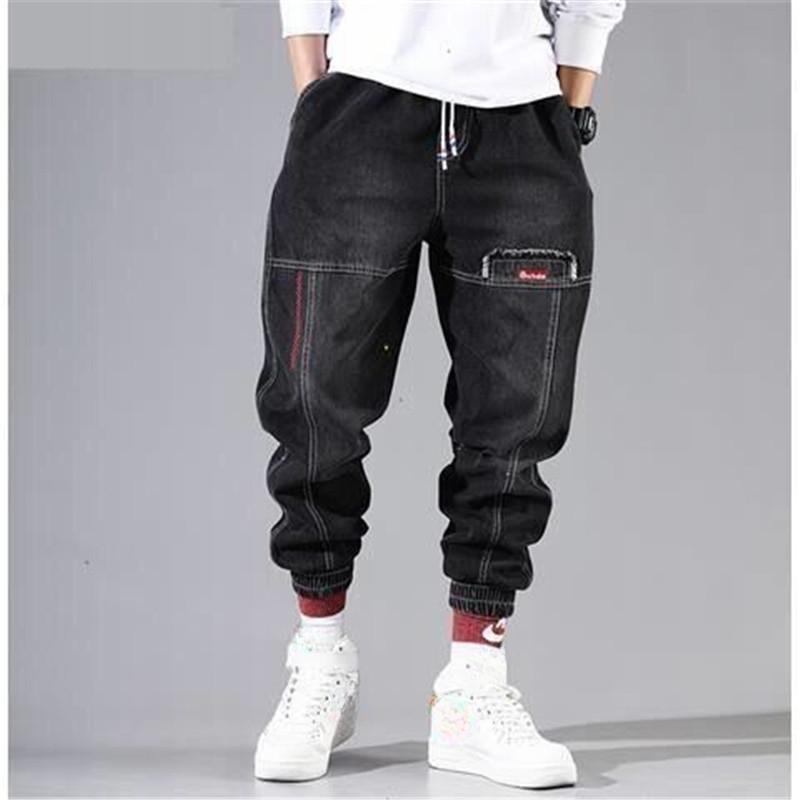 Hip Hopové Kapsáčové Kalhoty Pánské Harémové Kalhoty Se Stahovací Šňůrkou Volné Pánské Džíny Ležérní Nadměrná Velikost Zkrácené Kalhoty Joggers Módní Kalhoty