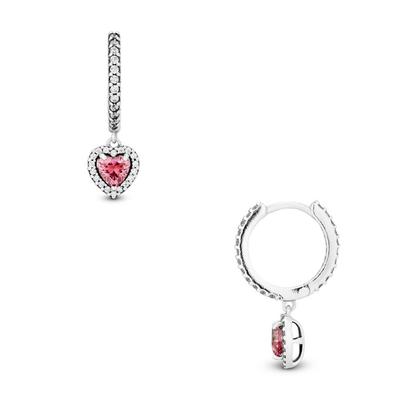 291445C01 Timeless Sparkling Hollow Heart Hoop Silver Earrings