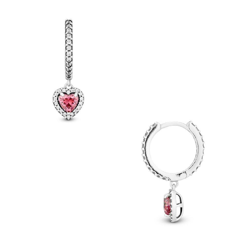 Pandora 291445C01 Timeless Sparkling Hollow Heart Hoop Silver Earrings