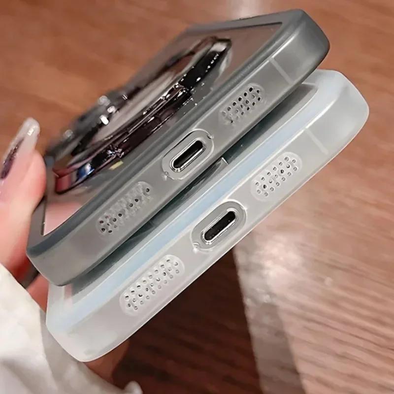 G 15 75 5G Gjennomsiktig Linsefilm Etui for Motorola Moto G15 G75 G85 G35 G45 G53 G84 Magnetisk Støtteholder Silikon Telefondeksel