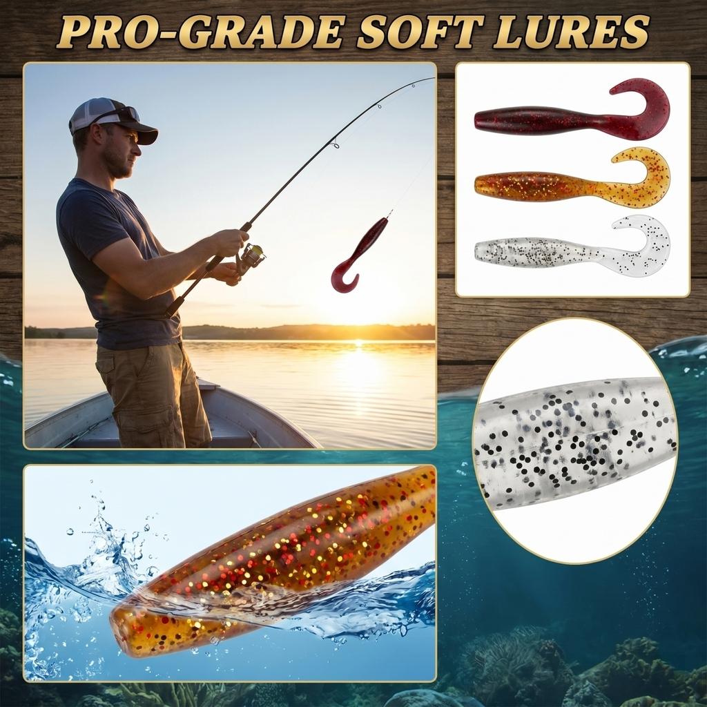 Miękka przynęta wędkarska 9cm Grub z kręconym ogonem Przynęta z żebrowanym korpusem Miękki robak Swimbait do wędkarstwa słodkowodnego i słonowodnego
