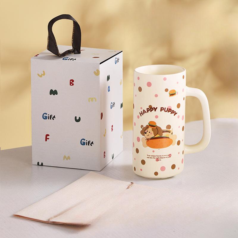 

Современная домохозяйка Милая кружка с щенком Бытовая чашка для питьевой воды Высоко выглядящая чашка для завтрака Красивая высокая чашка Керамическая кружка 401-500ml