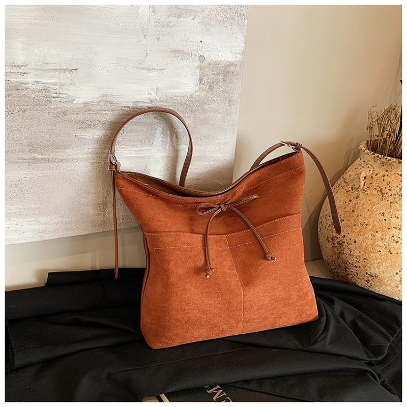 Fashion Faux Suede Solid Color Crossbody Bags 2026 High Quality Bow Decoration Bags Casual Versatile Sweet Women's Handbags
