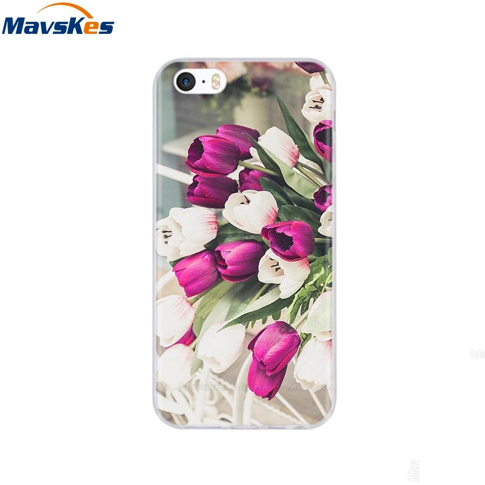 For iPhone 5s SE 5 Case Cover Silicone Soft TPU Cover Print Flower Cute Animal Phone Case For iPhone 6s 6 7 8 Fundas Clear Cases
