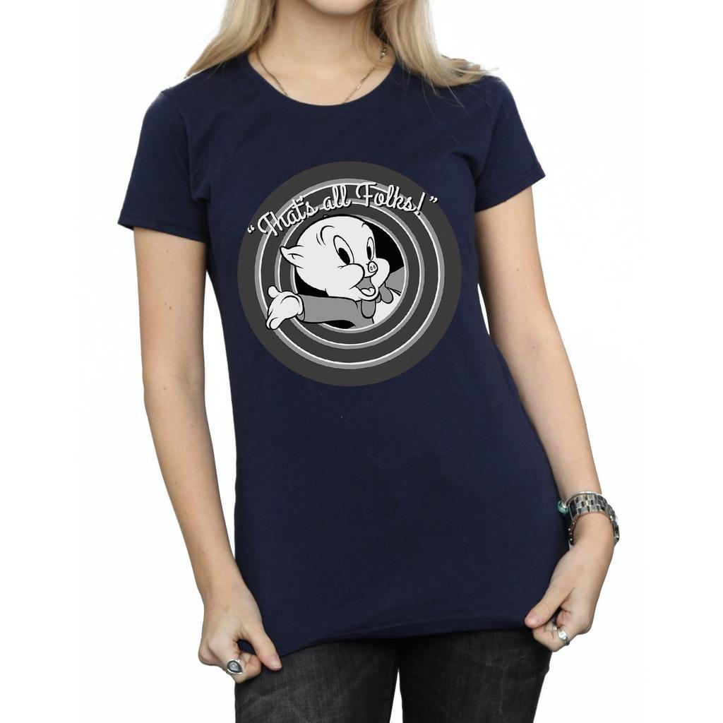 Looney Tunes Womens/Ladies Porky Pig That´s All Folks Cotton T-Shirt