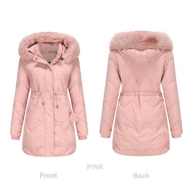 Women's Warm Parka Cotton Coat with Detachable Hood Autumn Winter Mid-length Coat