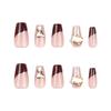 24 Pieces Sense Manicure French Red Light Luxury Wearing Nail Champagne Flash Diamond Flash Powder Nail Piece