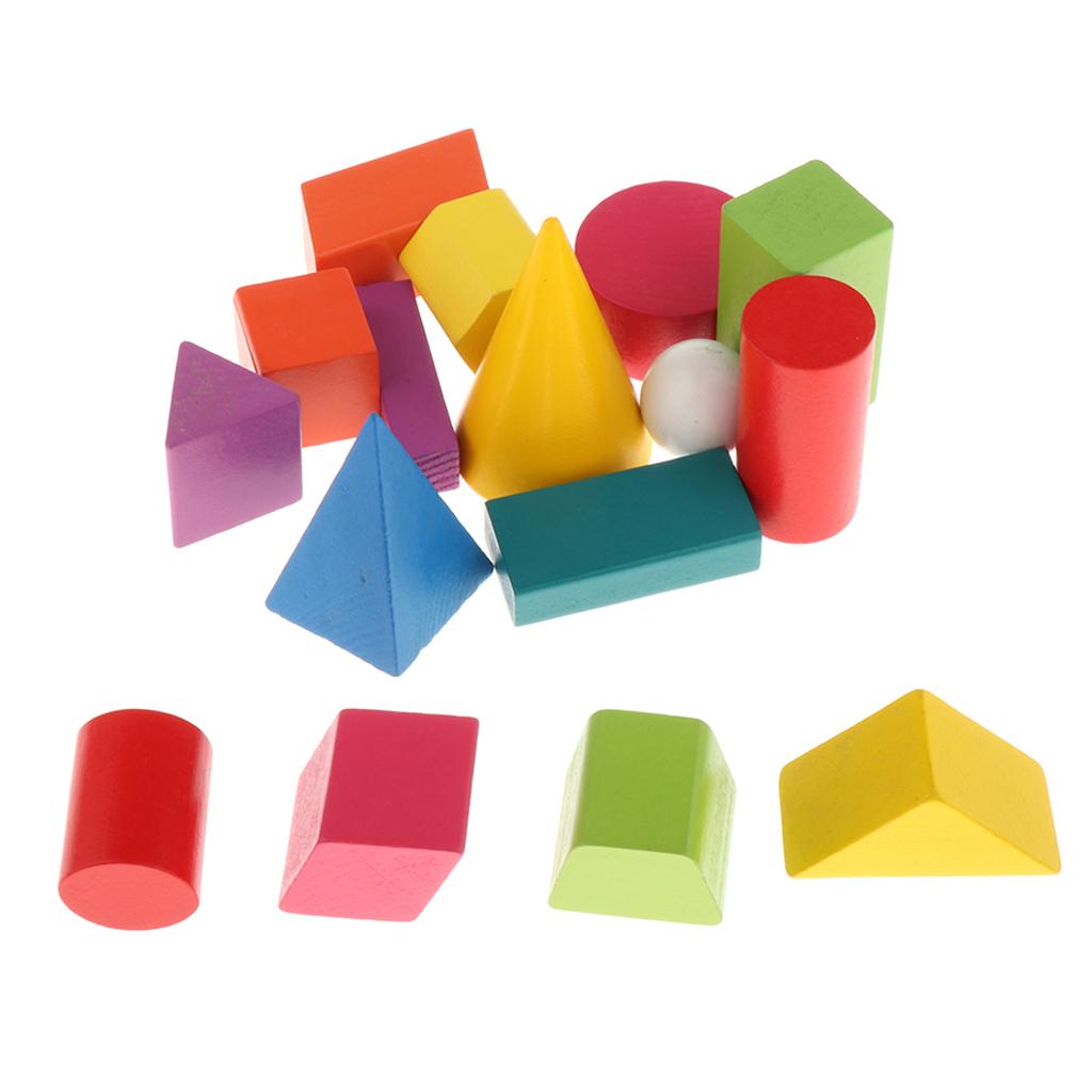 16pc Math Manipulatives Geometry Set Blocks for Kids Preschool Learning Toys